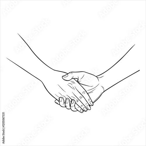 Holding Hands vector illustration, Two Hands holding clipart Design
