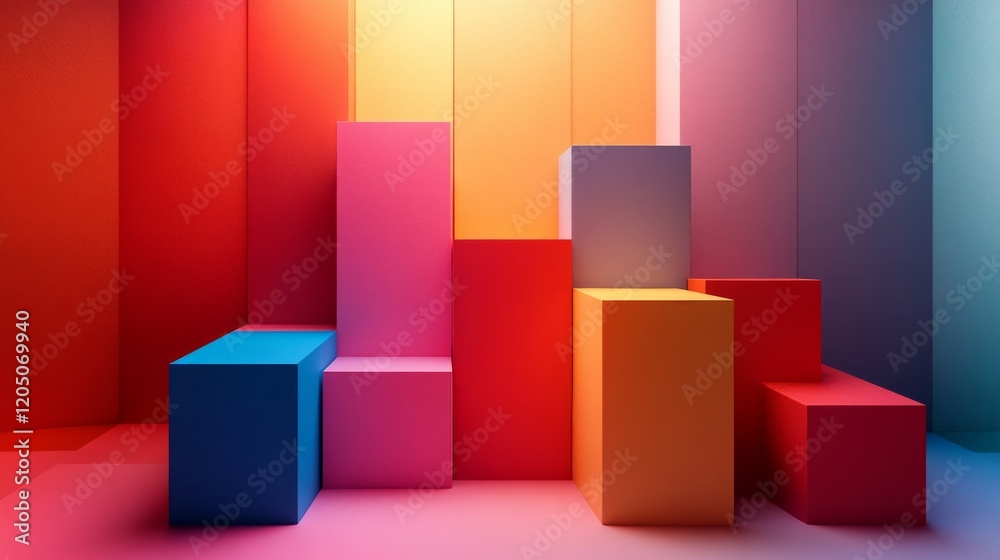 Colorful Abstract Geometric Blocks Arrangement Colorful Abstract Geometric Blocks Arrangement