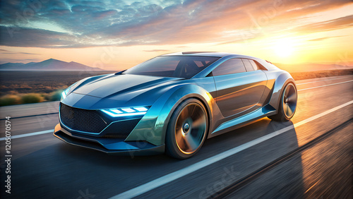 design of modern a car runing on the road