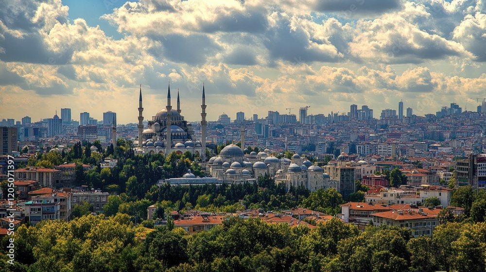 Obraz premium Istanbul Skyline Featuring the Magnificent Mosque