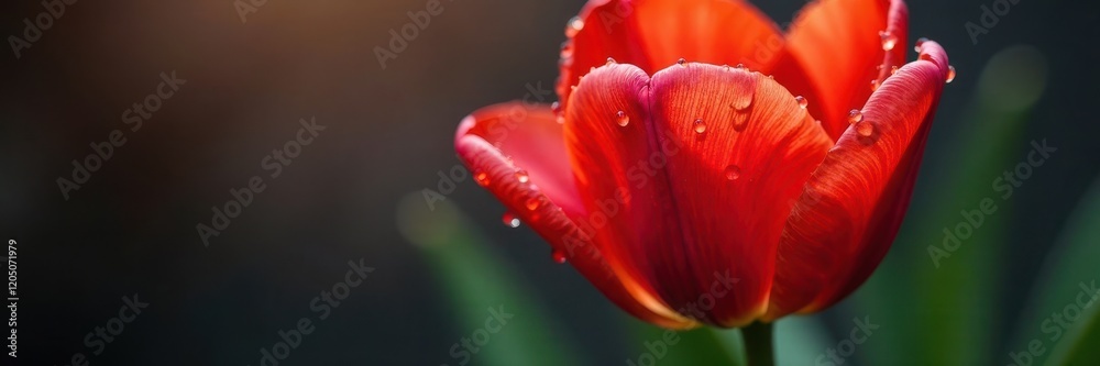 Water droplets cling to the velvety petals of a crimson tulip, drops, tulips Water droplets cling to the velvety petals of a crimson tulip, drops, tulips