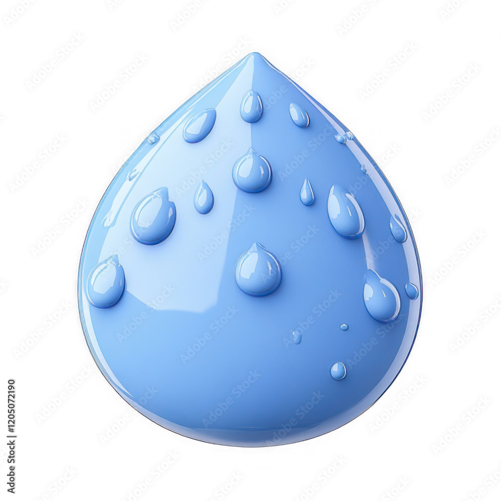 A blue rain icon with water droplets, 3D render on a white background.
A blue rain icon with water droplets, 3D render on a white background.