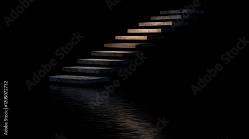Obraz na płótnie A surreal floating staircase disappearing into a completely black background w salonie