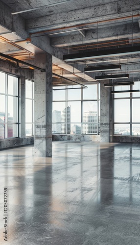 Wallpaper Mural Contemporary Office Space with Large Windows and Concrete Floors for Professional Project Discussions Torontodigital.ca