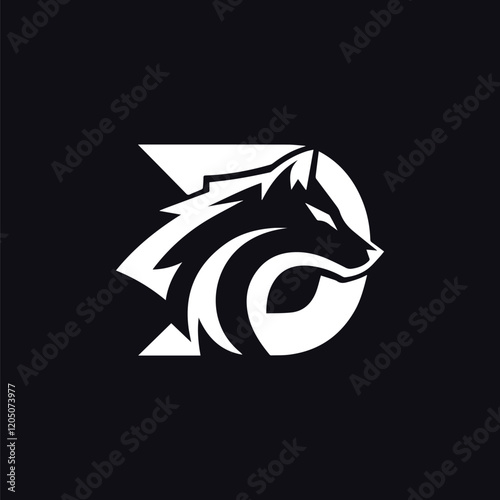 D letter wolf logo with vector template design