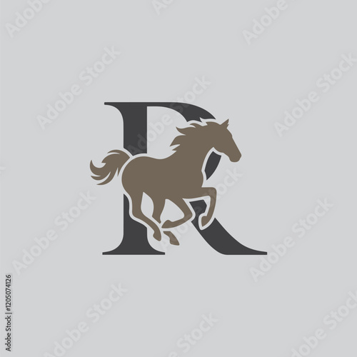 letter R horse logo with vector template design
