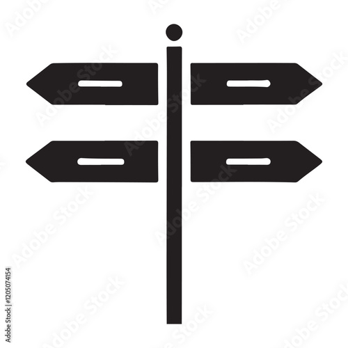Four Way Directional Signpost Silhouette Icon