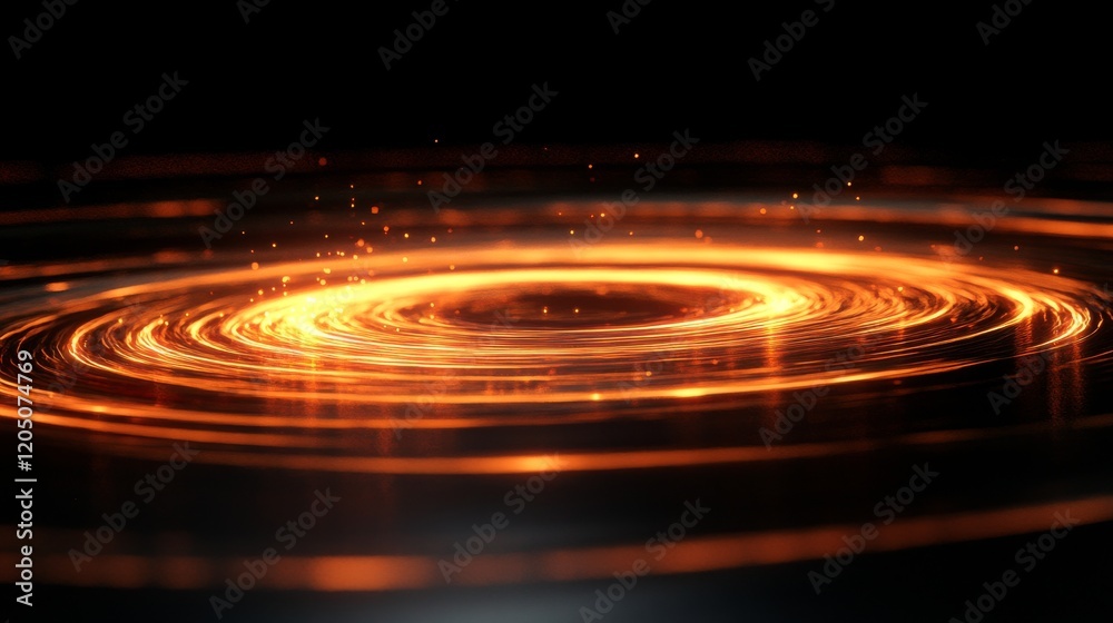 Fototapeta premium Glowing Orange Spiral Energy Swirling in Darkness