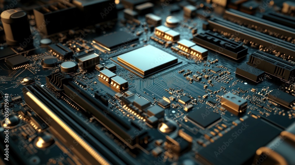 Detailed Close Up Of A Modern Computer Motherboard Detailed Close Up Of A Modern Computer Motherboard