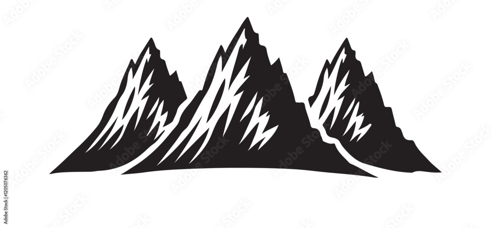 Three Mountain Peaks Silhouette Rugged and Imposing Three Mountain Peaks Silhouette Rugged and Imposing