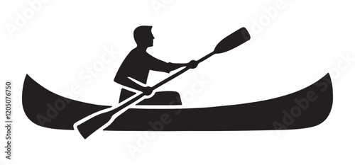 Silhouette of a Person Canoeing on Water