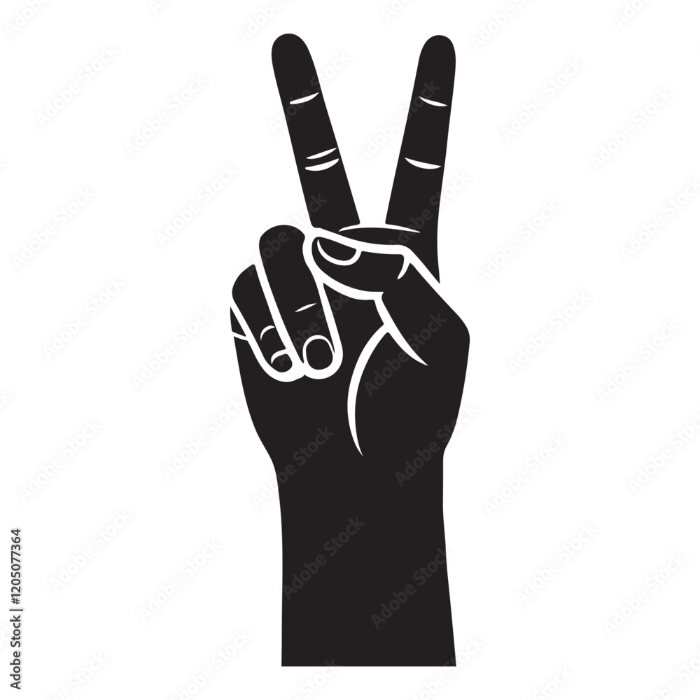 Peace Sign Hand Gesture Silhouette Vector Illustration Peace Sign Hand Gesture Silhouette Vector Illustration