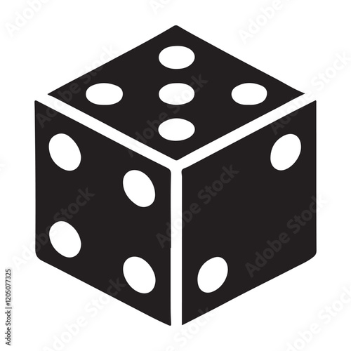 Six-Sided Dice Silhouette Vector Illustration