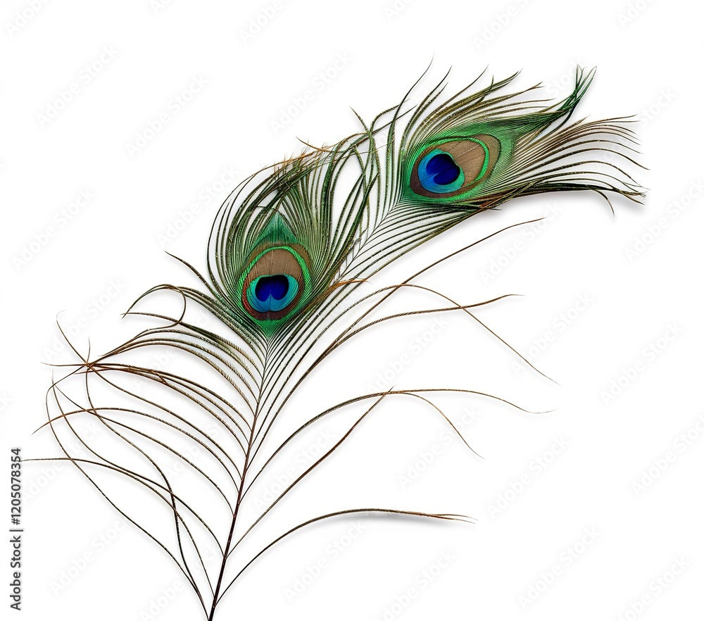 Fototapeta premium Peacock feathers isolated on white background