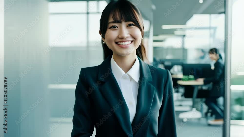 Confident Smiling Asian Businesswoman in a Modern Office Confident Smiling Asian Businesswoman in a Modern Office