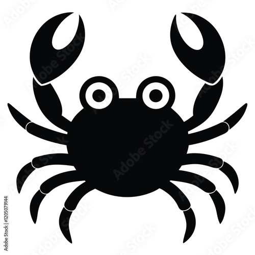 A simple crab with two claws and round eyes, vector design.