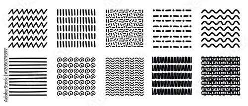 hand drawn abstract lines pattern collection