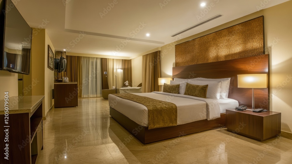 Fototapeta premium Luxurious Hotel Room Suite Bedroom Interior Design