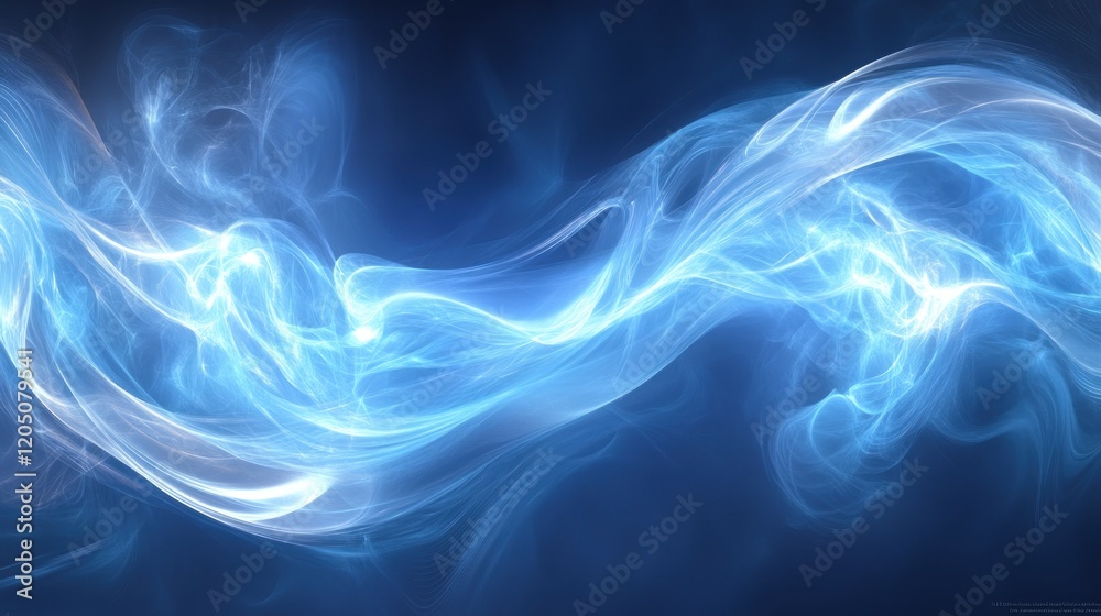 Fototapeta premium Abstract Blue Energy Wave Flowing Through Space