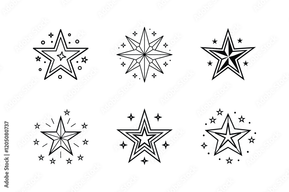 star filled line art vector illustration star filled line art vector illustration