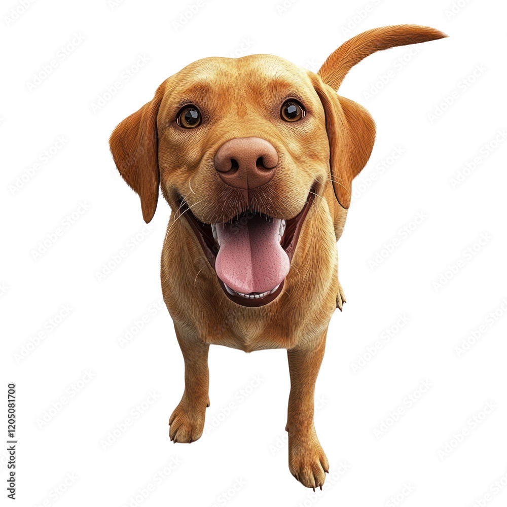 A cheerful, smiling dog with a friendly expression.