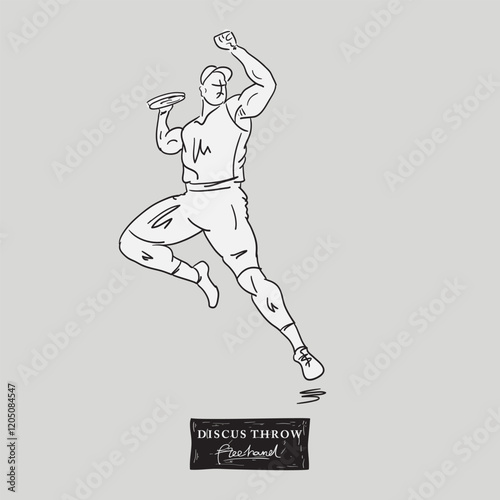 Discus throw freehand drawing, vector illustration design.