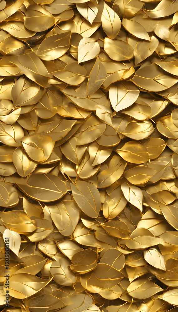 A collection of golden leaves with intricate vein patterns, creating a luxurious and elegant texture. A collection of golden leaves with intricate vein patterns, creating a luxurious and elegant texture.