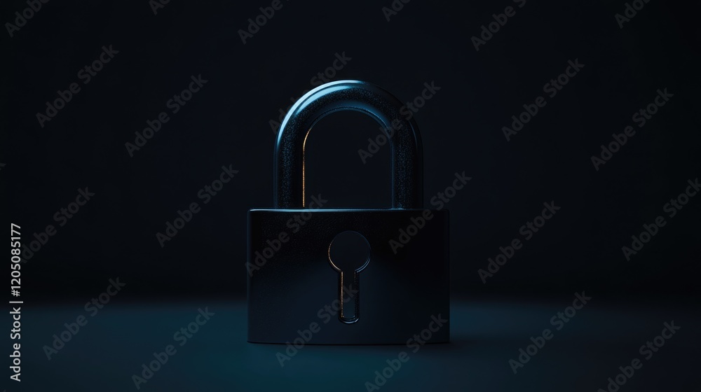 Fototapeta premium Black padlock with key