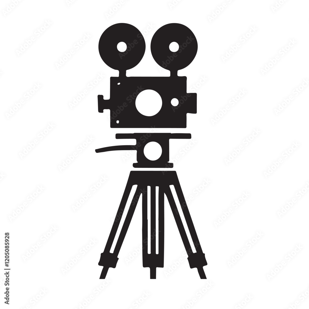 Obraz premium Silhouette of a Vintage Movie Camera on Tripod