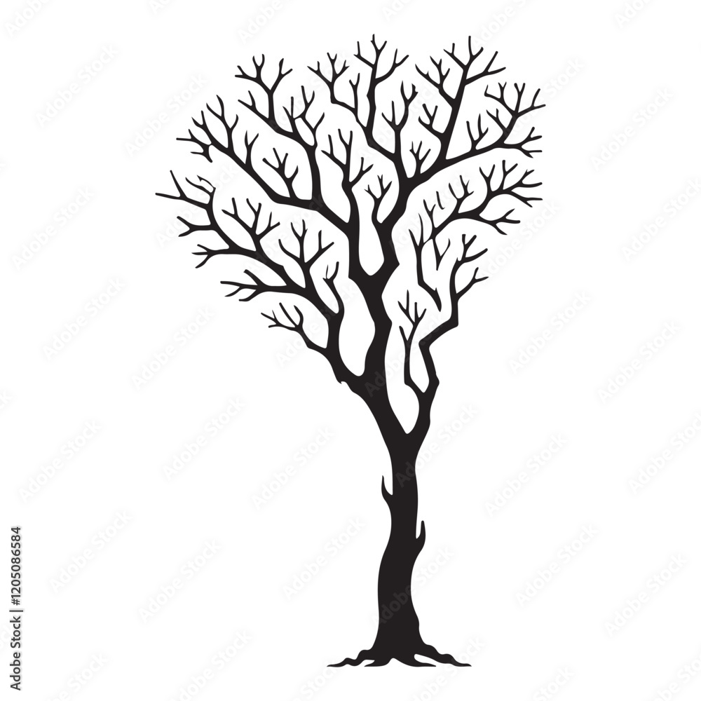 Obraz premium Bare Tree Silhouette Vector Art Illustration