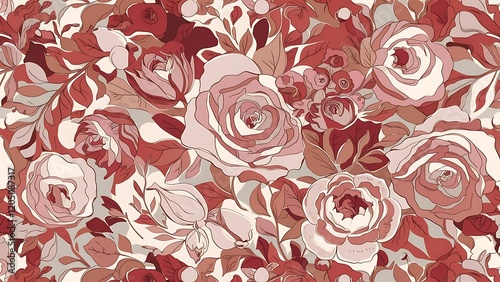 Floral seamless pattern with hand drawn roses