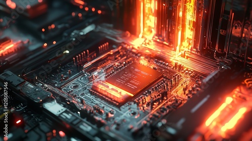 Close-up of a Circuit Board Containing Integrated Electronics

 photo