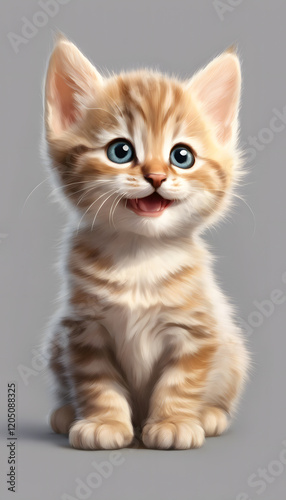 Wallpaper Mural Smiling baby cat isolated on white background cutout. Template for artwork design. Torontodigital.ca