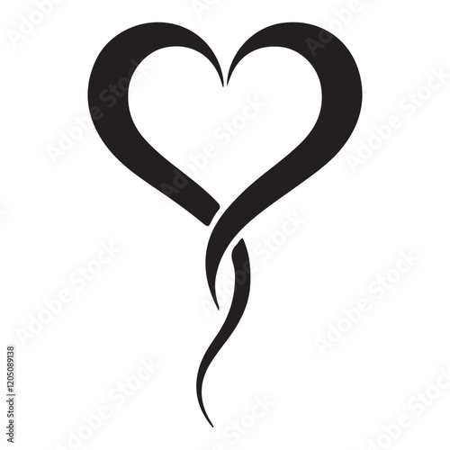 Elegant Swirling Heart Silhouette Vector Illustration