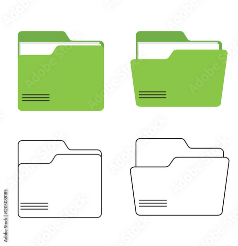 Print File folder icon set. Design for app, logo etc. 1176