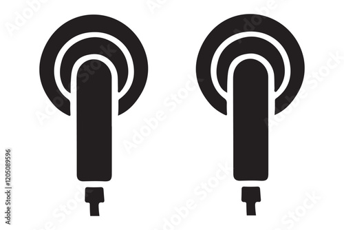 Simple Earbuds Silhouette Vector Icon