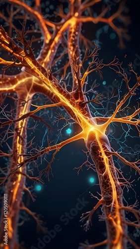an image of a close-up view of neurons glowing and connecting inside a human brain