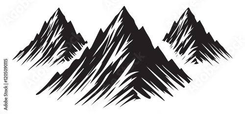 Three Mountain Peaks Silhouette Illustration for Nature