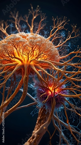 an image of a close-up view of neurons glowing and connecting inside a human brain