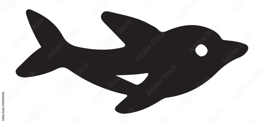 Dolphin Silhouette Simple Aquatic Animal Illustration Dolphin Silhouette Simple Aquatic Animal Illustration