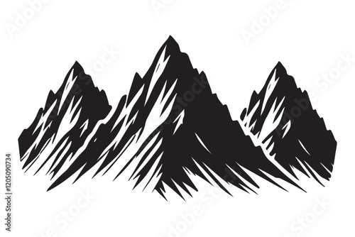 Three Mountain Peaks Silhouette Vector Illustration