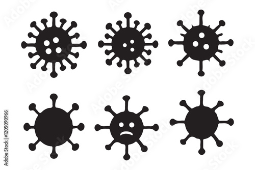 Silhouette Icons of Various Coronavirus Variations
