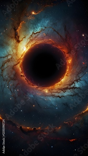 Colorful picture of the universe in the process of being shallowed by a black hole