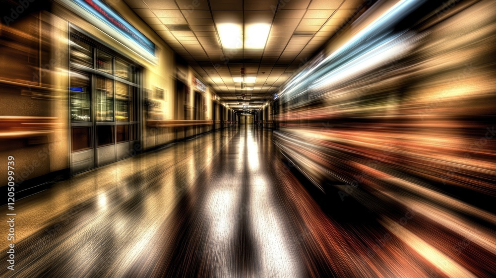 Hospital Corridor Motion Blur Image Artistic Abstract