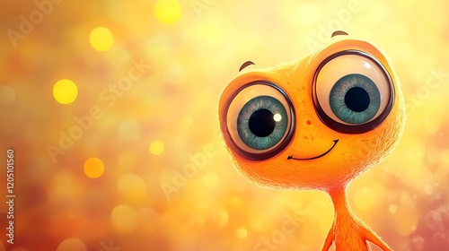 A canistel with big cartoon eyes and a cheerful look on a warm background photo