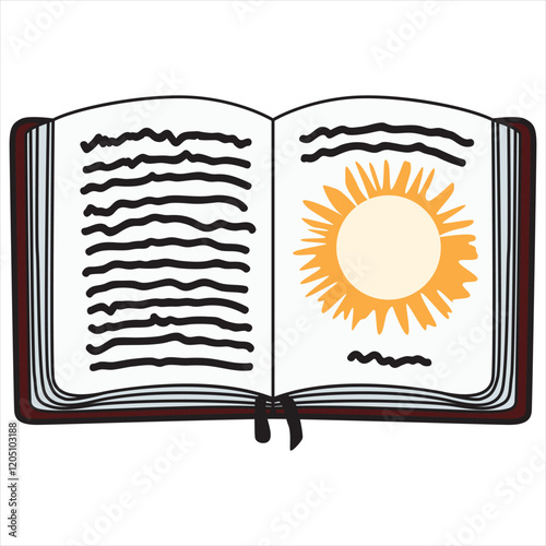 Hand Drawing of Book with Elegant and Detailed Features: An artful illustration of a book featuring delicate detailing and graceful design elements, perfect for literary enthusiasts.