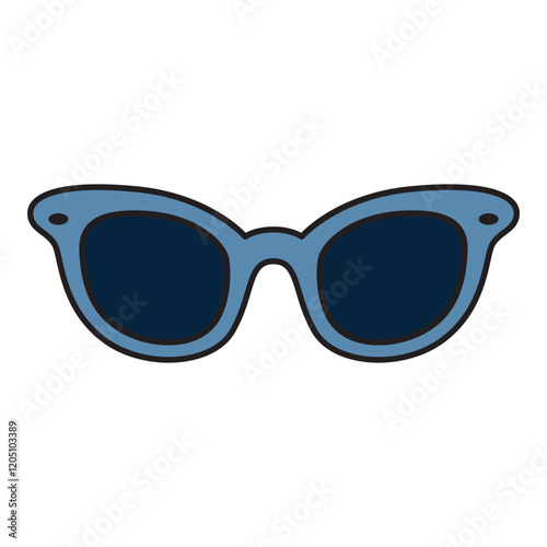 Hand Drawing of Blue Sunglasses with Bold and Stylish Design: A striking illustration of blue sunglasses featuring bold frames and modern accents that exude effortless style.