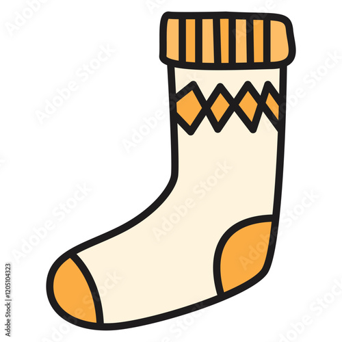 Hand Drawing of Sock with Detailed and Cozy Features: An artful sketch capturing intricate details and gentle curves, perfectly evoking a cozy, inviting vibe.
