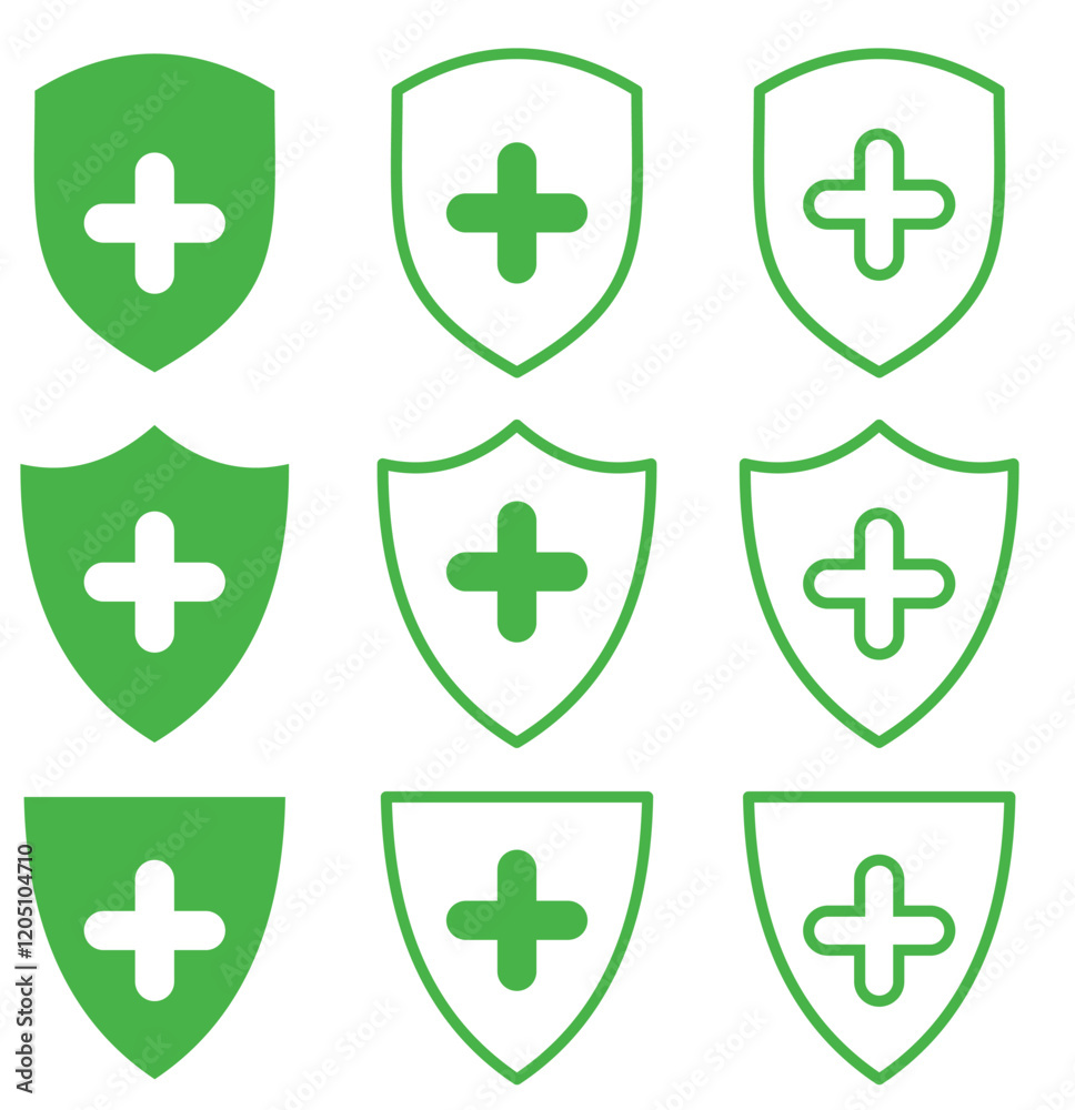 Fototapeta premium Print Black Shield icons set. Protect shield design element. 1176