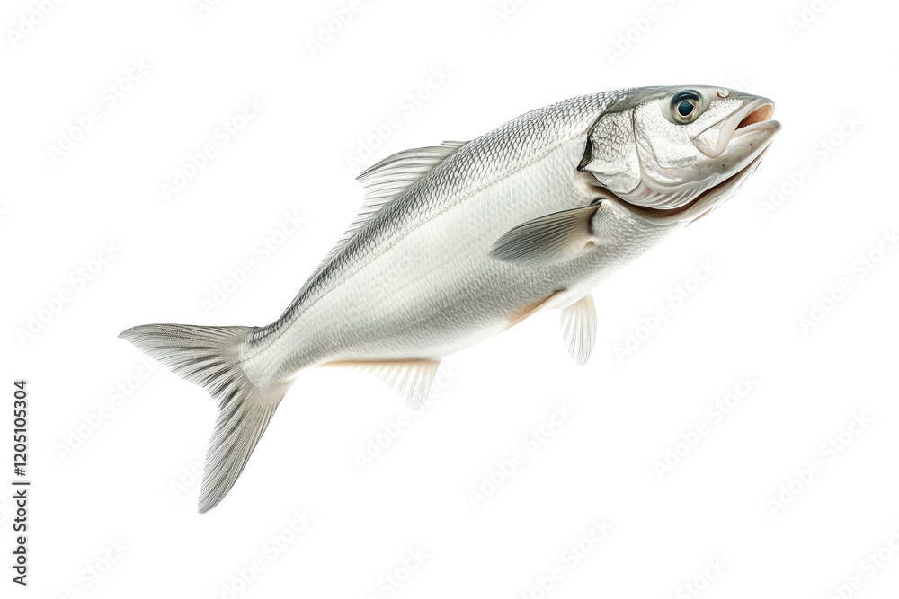 Fototapeta premium Haddock fish isolated on white transparent background, concept of marine life.